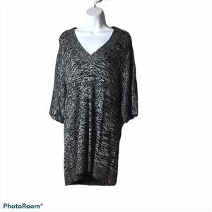 H by Halston Black & Chalk Marled Knit Sweater Dress